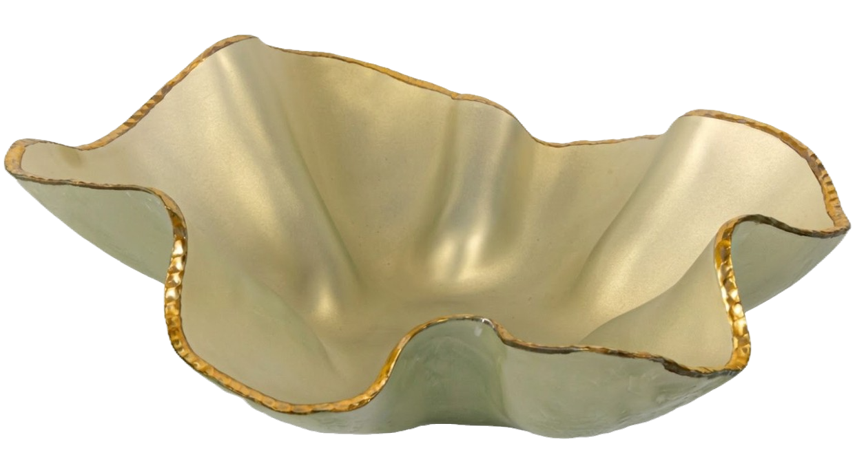 CENTRO DE MESA | LM 0660-47-2 | VIDRIO CITRINO | BORDE DE ORO