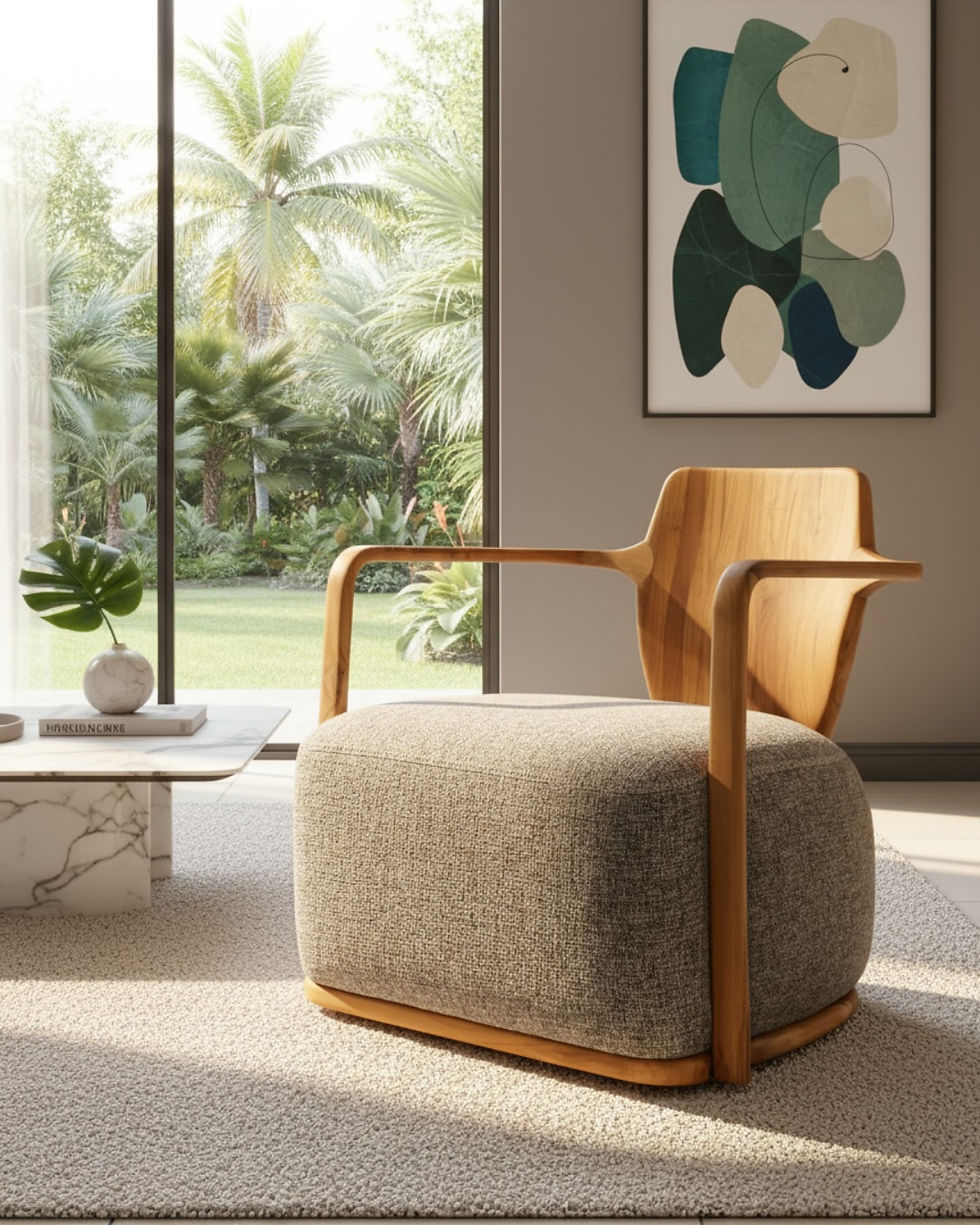 Miniatura: SILLA DE ACENTO | BONITO | MADERA TECA | TELA A7-2651