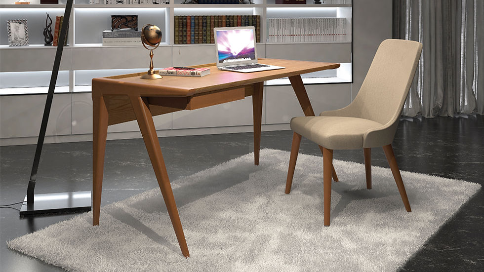 Miniatura: SILLA DE COMEDOR | 2999 | MADERA ALMENDRA | TELA BEIGE (PET FRIENDLY)