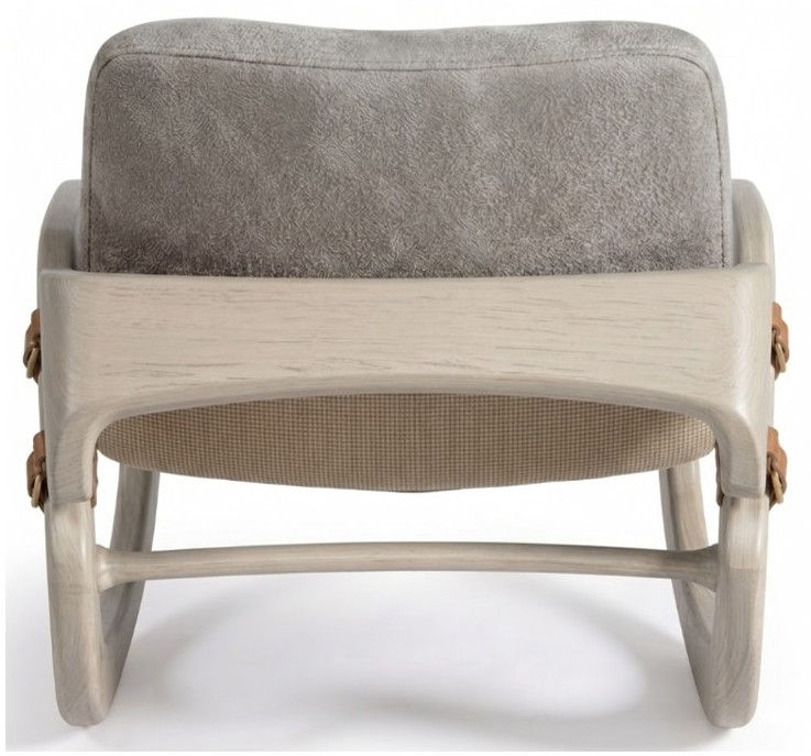 Miniatura: SILLA MECEDORA | JM - ALEXANDER | MADERA NOZES | TELA/CUERO S-278