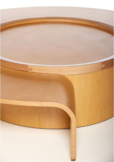 Miniatura: MESA DE CENTRO | CGS - LAY 07 | MADERA CASTAÑA C/VIDRIO BRONCE | Ø116CM