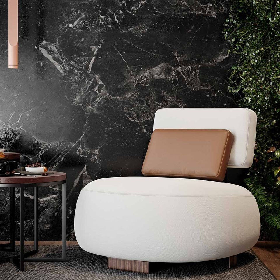 Miniatura: SILLA DE ACENTO GIRATORIA | FG - WINDING | TELA 551160 | COJÍN DE CUERO 14412