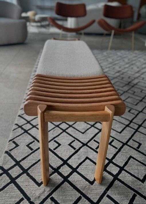 Miniatura: BANCO |  RD - AIR | MADERA NATURAL  | TELA ECO-CUERO GRIS 8U