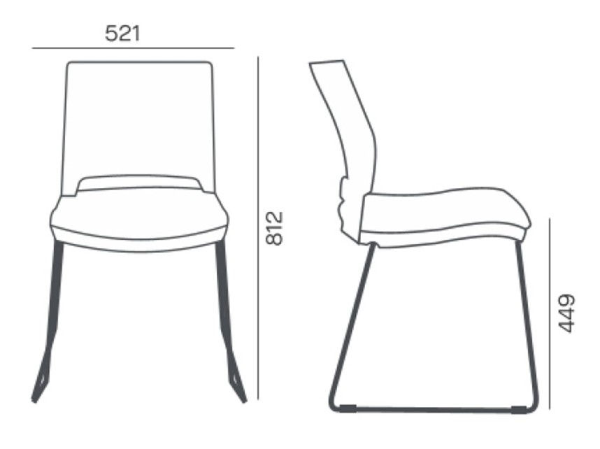 Miniatura: SILLA DE COMEDOR/ESPERA | PX - DUNA TRAPEZOIDAL | VARIEDAD DE COLORES