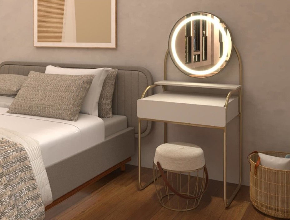 Miniatura: TOCADOR | RD - CHERIE | MADERA OFF-WHITE | METAL DORADO