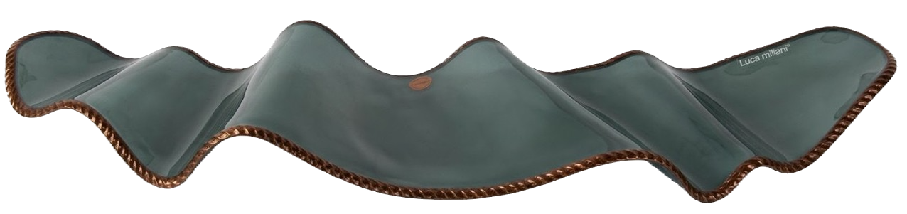 CENTRO DE MESA | LM 0731-76-4 | VIDRIO CONCRETO | BORDE DE BRONCE