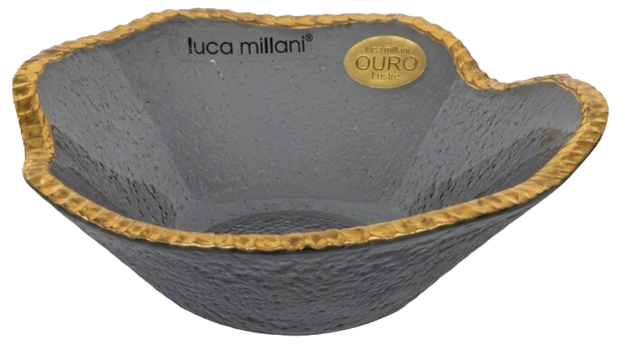 CENTRO DE MESA | LM 0668-23-2 | VIDRIO SMOKE | BORDE DE ORO