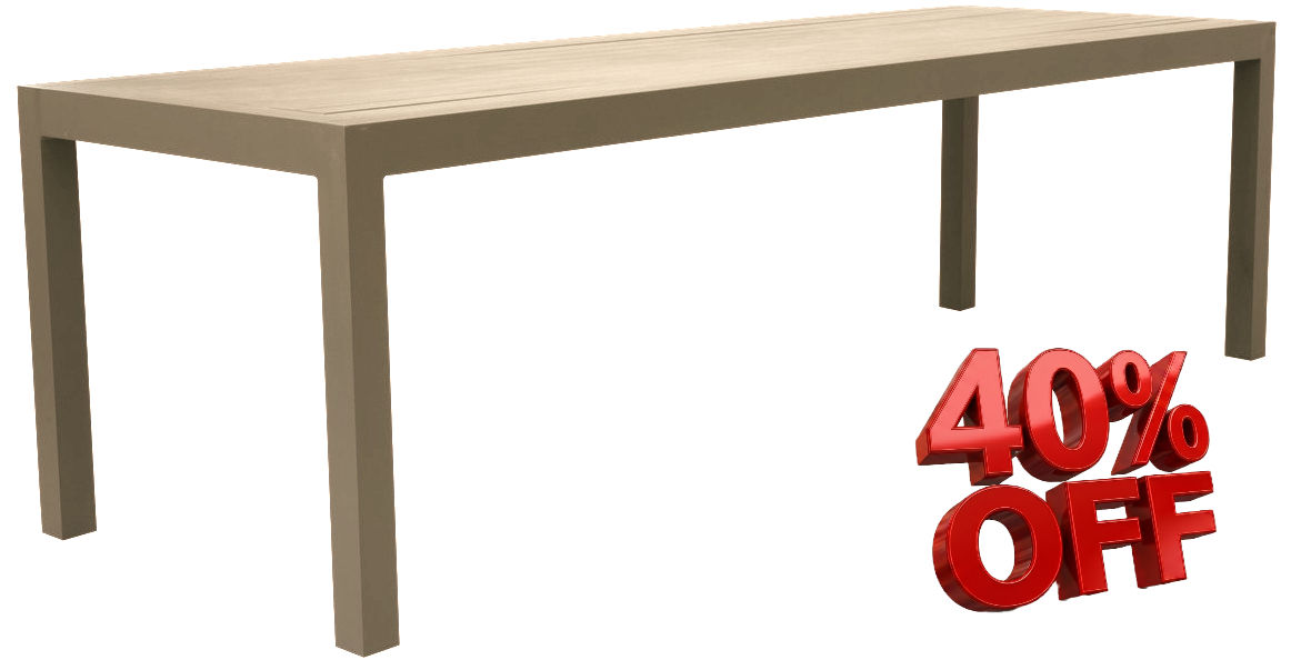 MESA DE COMEDOR DE EXTERIOR | LV - CUBO | 220 X 110 | ALUM. BEIGE AREIA
