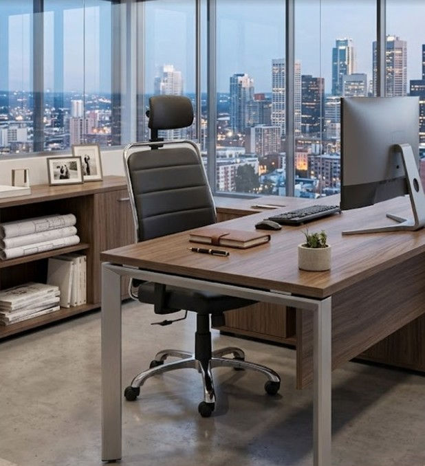 Miniatura: SILLA DE OFICINA | RO - KRON PRESIDENTE | ESTRUCTURA CROMADA | BRAZOS NEGROS
