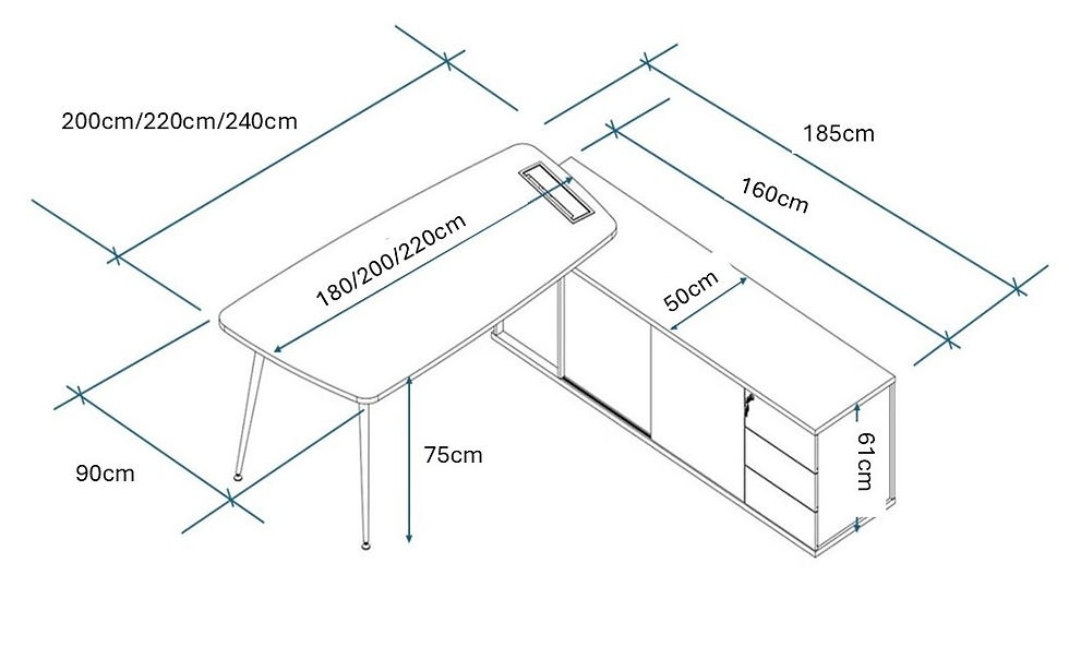 Miniatura: ESCRITORIO C/CREDENZA DERECHA  | GW- LXF 1920/1922/1924 | VARIEDAD DE COLORES