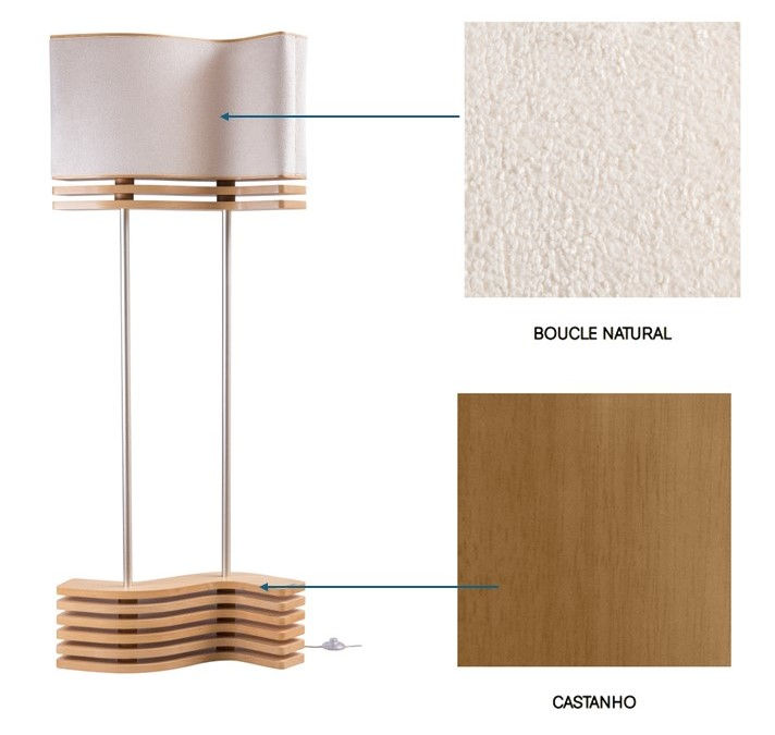 Miniatura: LÁMPARA DE PISO | ML - COPAN | MADERA CASTAÑO | PANTALLA BOUCLE