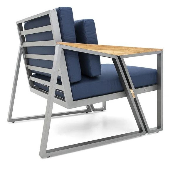 Miniatura: POLTRONA DE TERRAZA |  SCALENE | GRIS C/COJINES A RAYAS | ALUM. OFF-WHITE