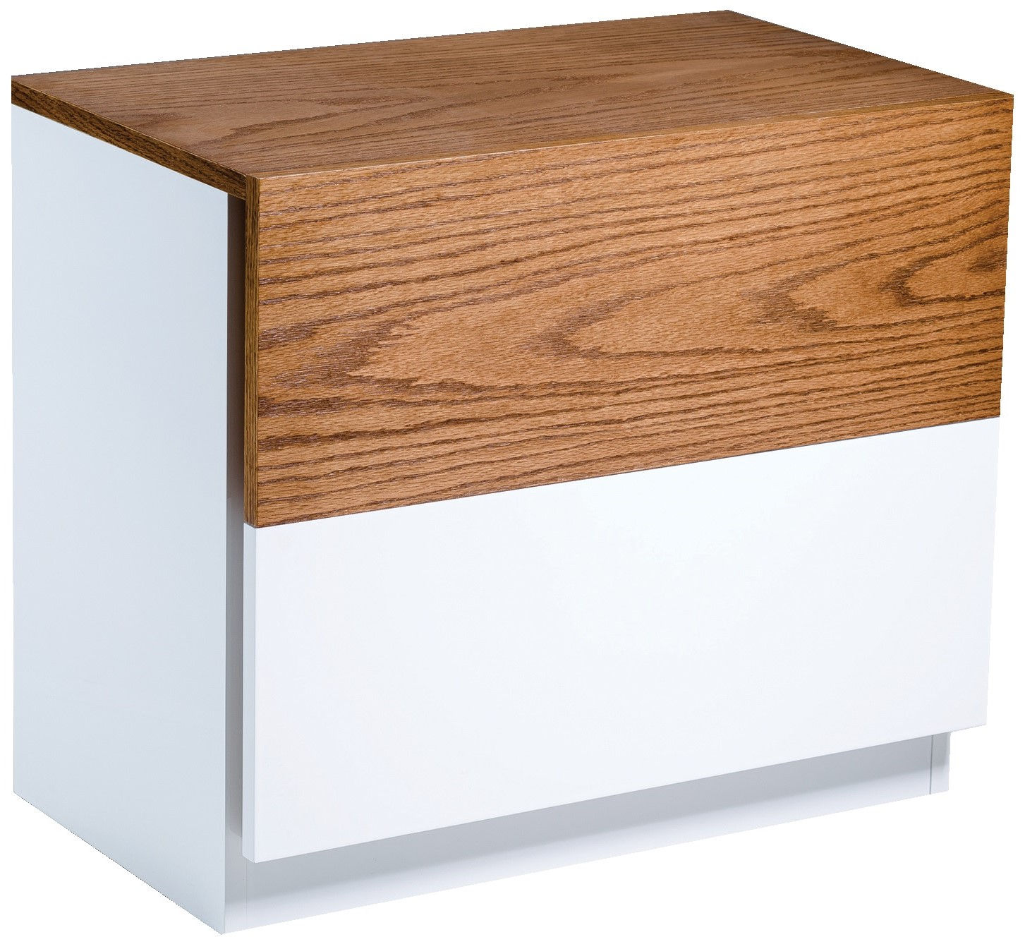 MESITA DE NOCHE | UV - ELEVATTO |  BLANCO SATINADO | ROBLE ALMENDRA