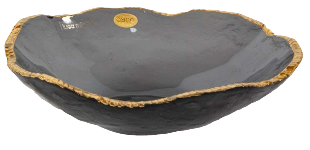 CENTRO DE MESA | LM 0669-23-2 | VIDRIO SMOKE | BORDE DE ORO