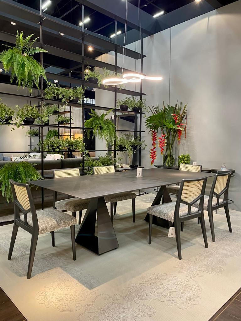 Miniatura: MESA DE COMEDOR | CRONOS | L250CM | BASE DE ACERO NEGRO | TOPE DE MADERA TECA