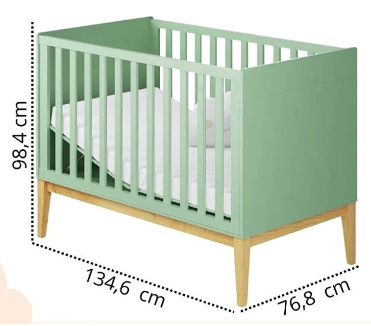 Miniatura: CUNA ANTIREFLUJO | DV - AMOR PERFEITO (2 EN 1) | VERDE/NATURAL | INCLUYE COLCHÓN