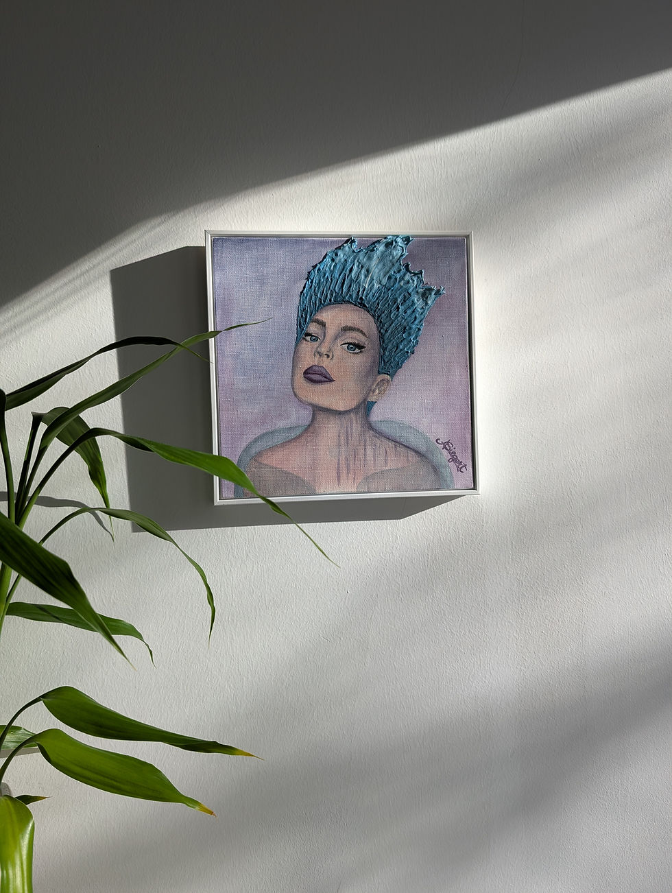 Thumbnail: Small textured gouache portrait Ice Queen