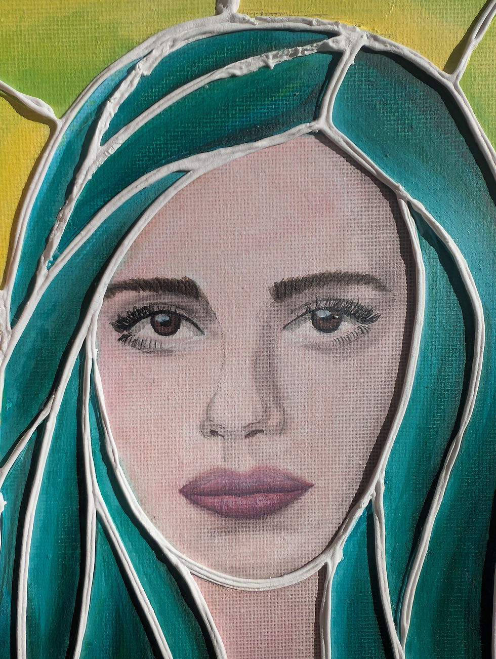 Miniaturbild: Kleines, strukturiertes Gouache-Porträt von Chloe