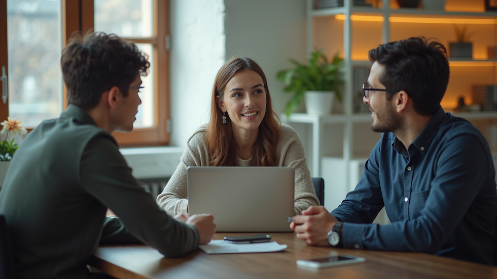 Eye-level view of a mentor and mentee engaged in a discussion