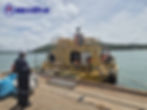 Commercial diving support team preparing for underwater inspection and partial cleaning of CALM buoy assemblies