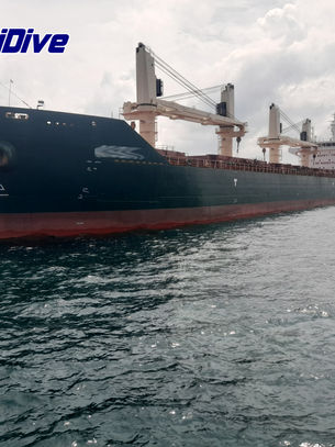 commercial vessel at Koh Si Chang Anchorage for underwater hull inspection Thailand