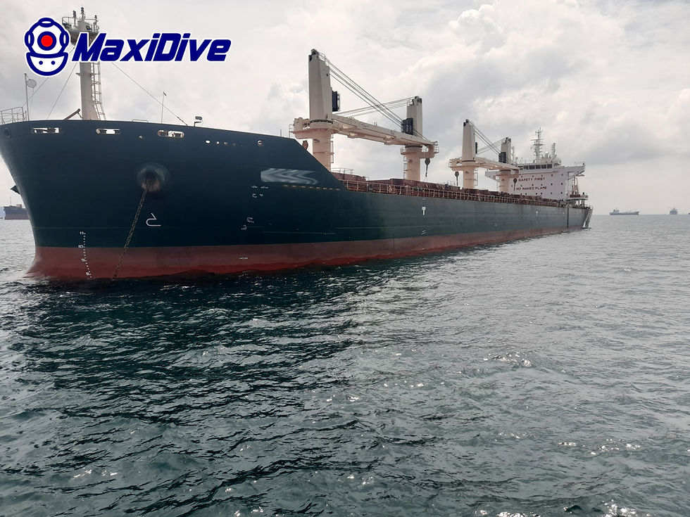 commercial vessel at Koh Si Chang Anchorage for underwater hull inspection Thailand