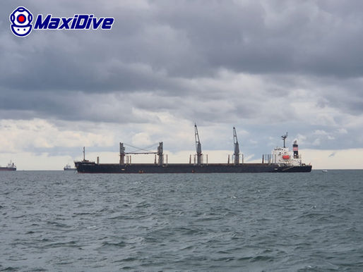 Commercial vessel at Koh Si Chang Anchorage during CRMS Bio-Fouling Inspection and Cleaning in Thailand