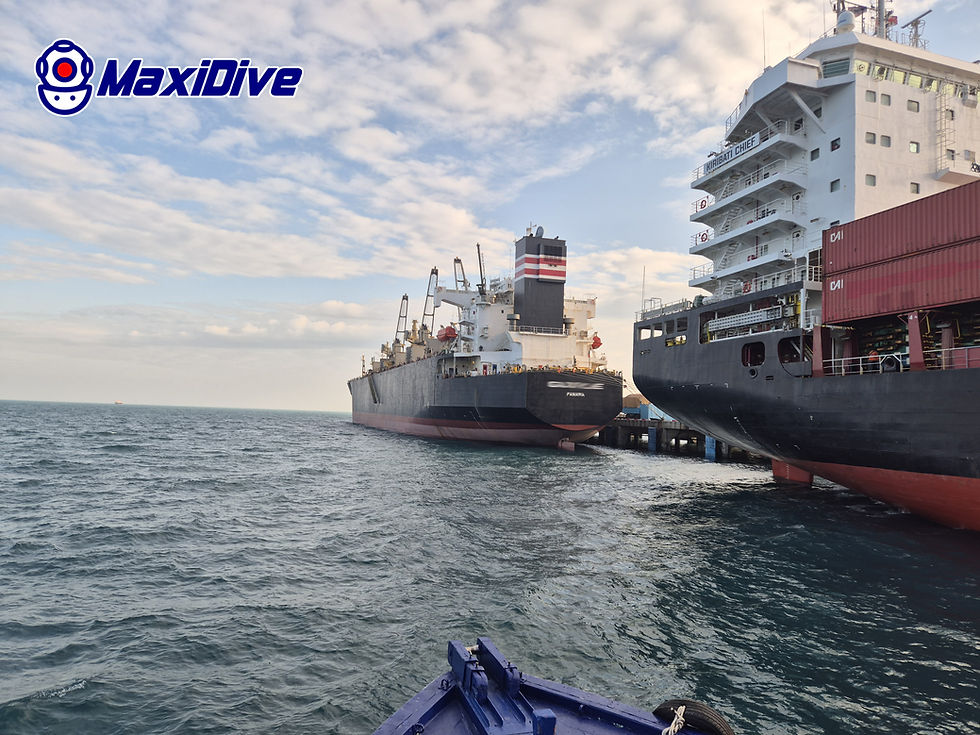 commercial vessel at Sriracha Harbour for in-water survey CCTV Thailand