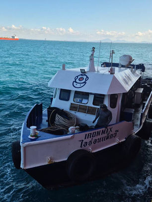 underwater maintenance support vessel during hull cleaning operation in thailand
