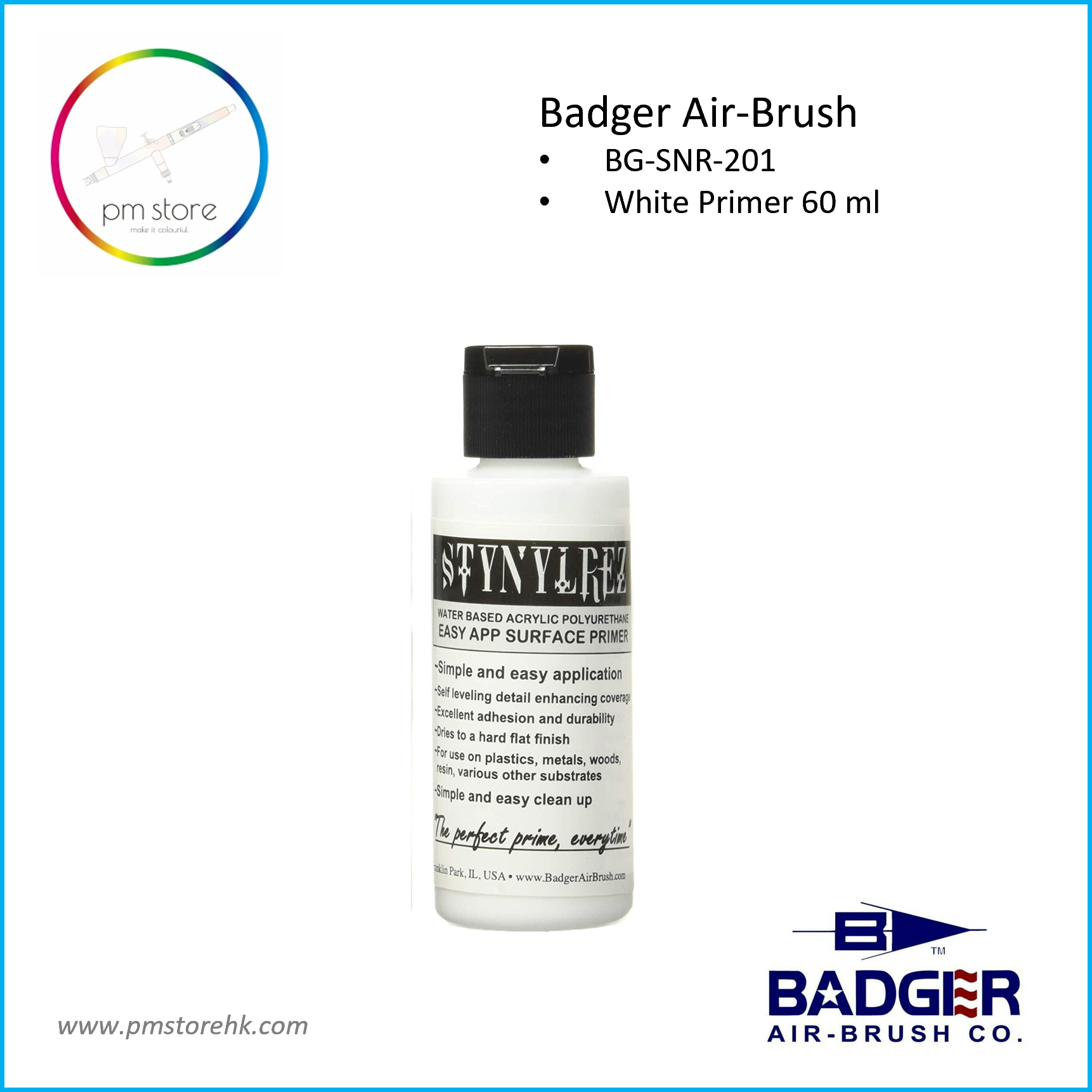 BADGER SNR-201 Stynylrez White Primer 60 ml