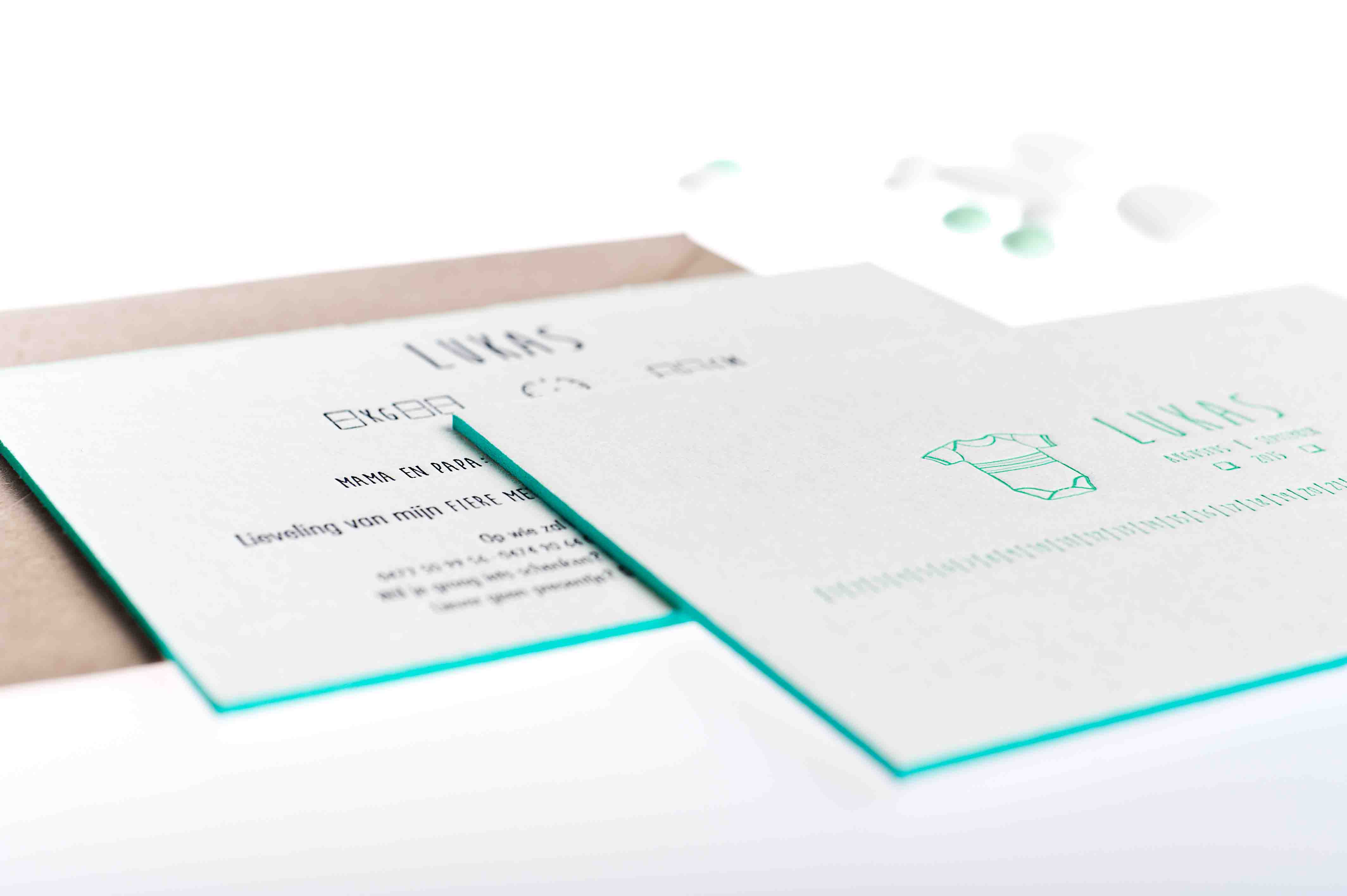 Geboortekaartje letterpress-lukas