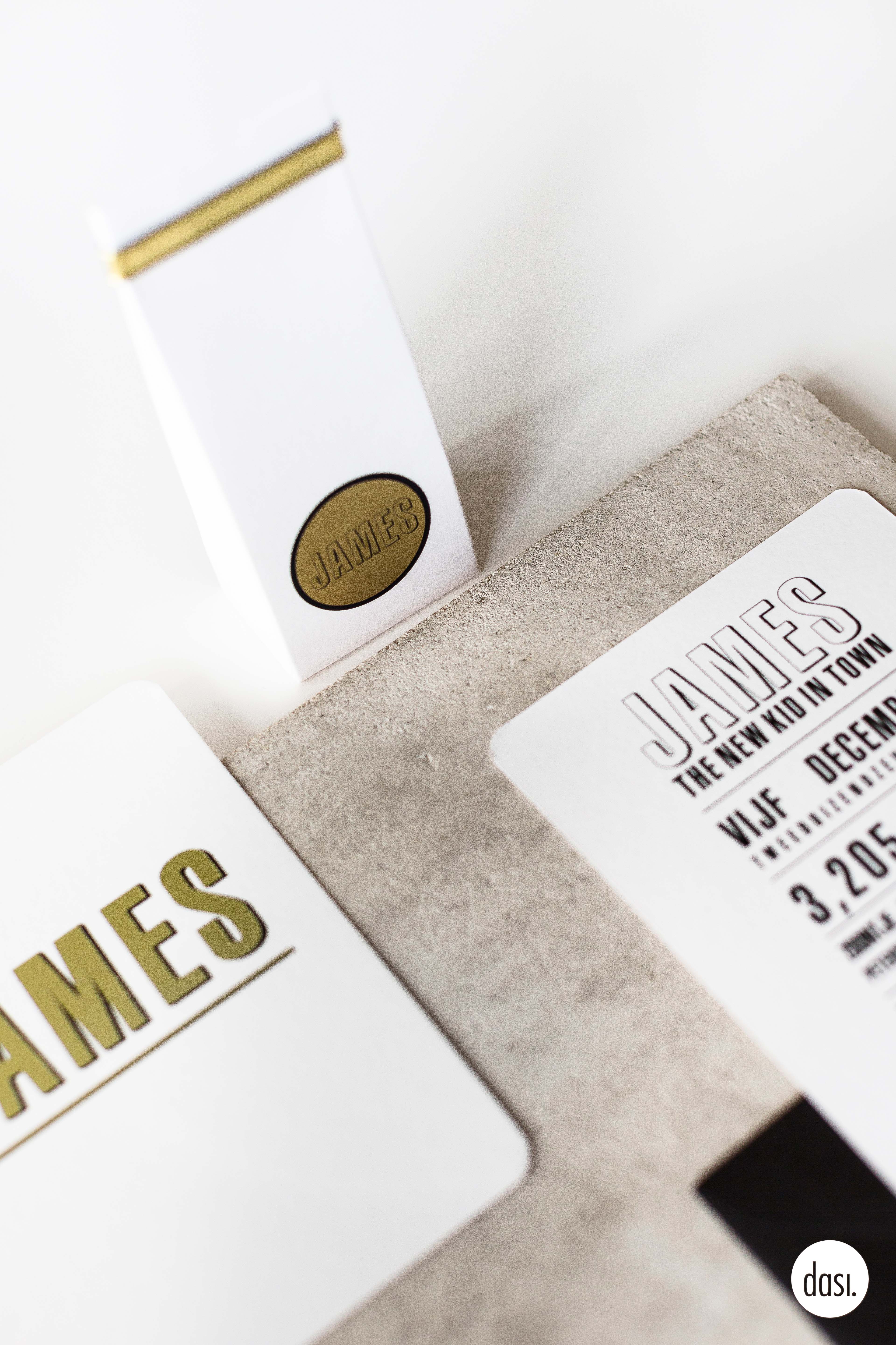Geboortekaartje met goud James