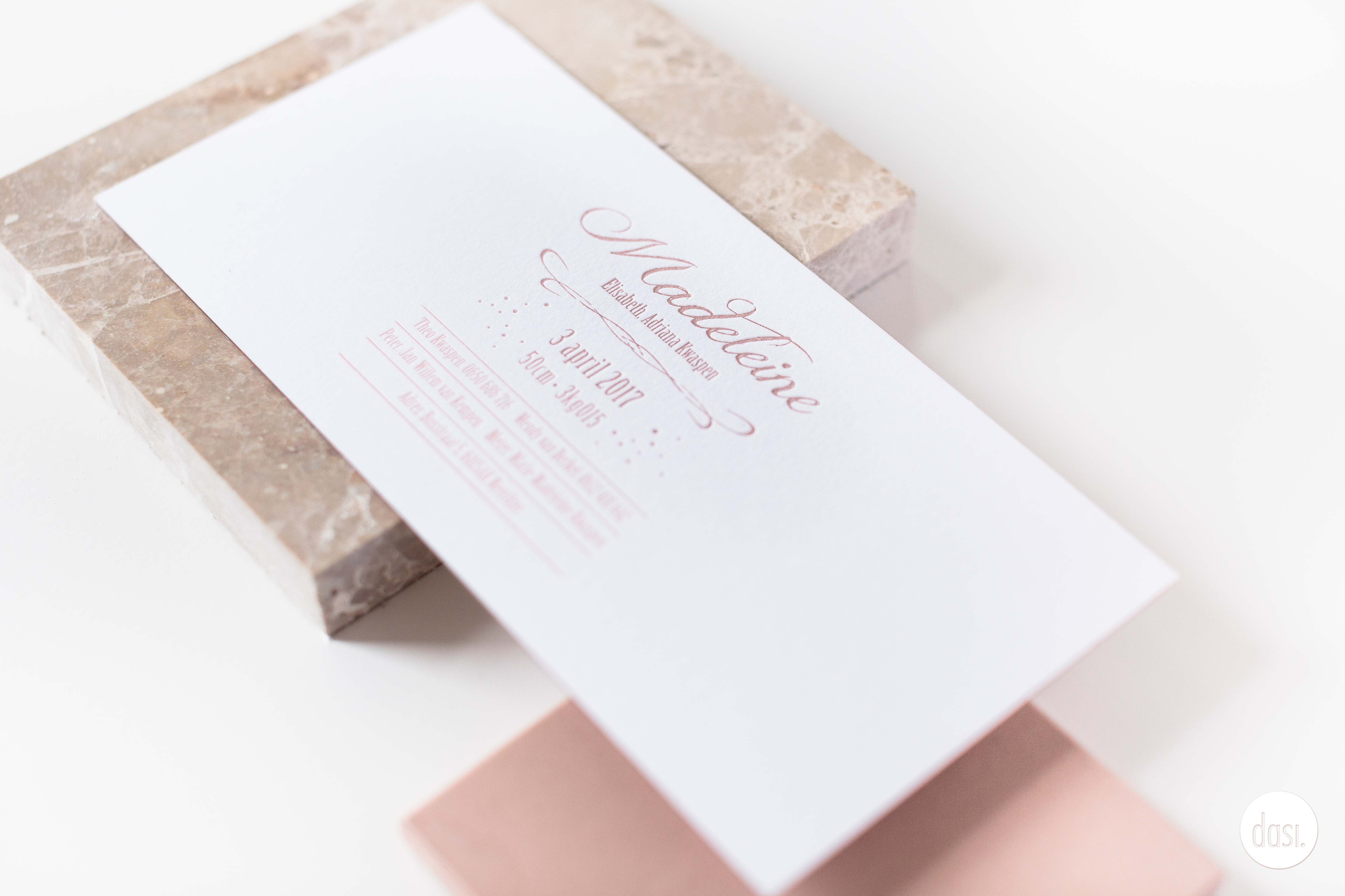 Geboortekaartje letterpress
