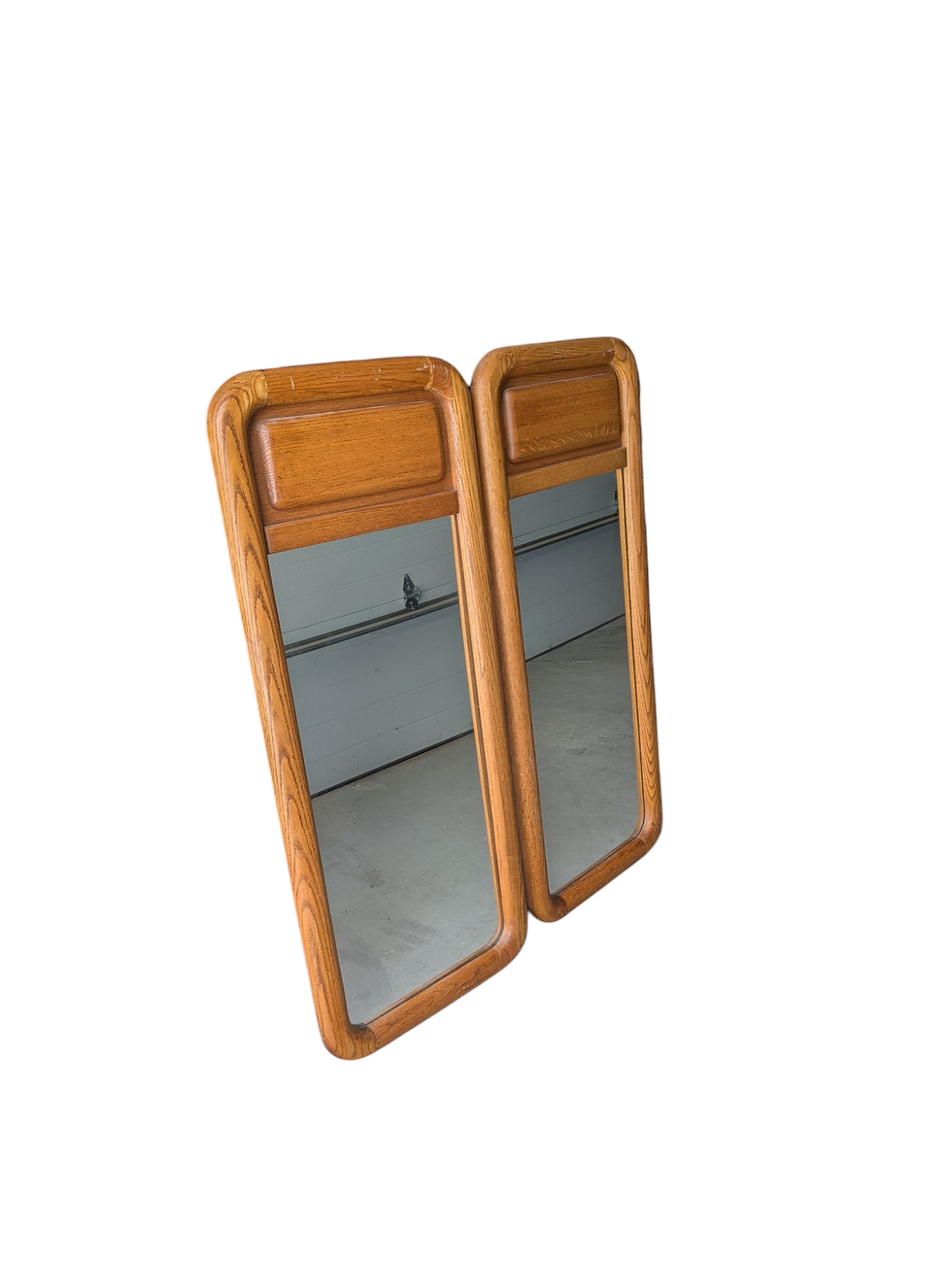Thumbnail: Oak Wall Mirrors Mid-Century Large Thick Mirror-Glass