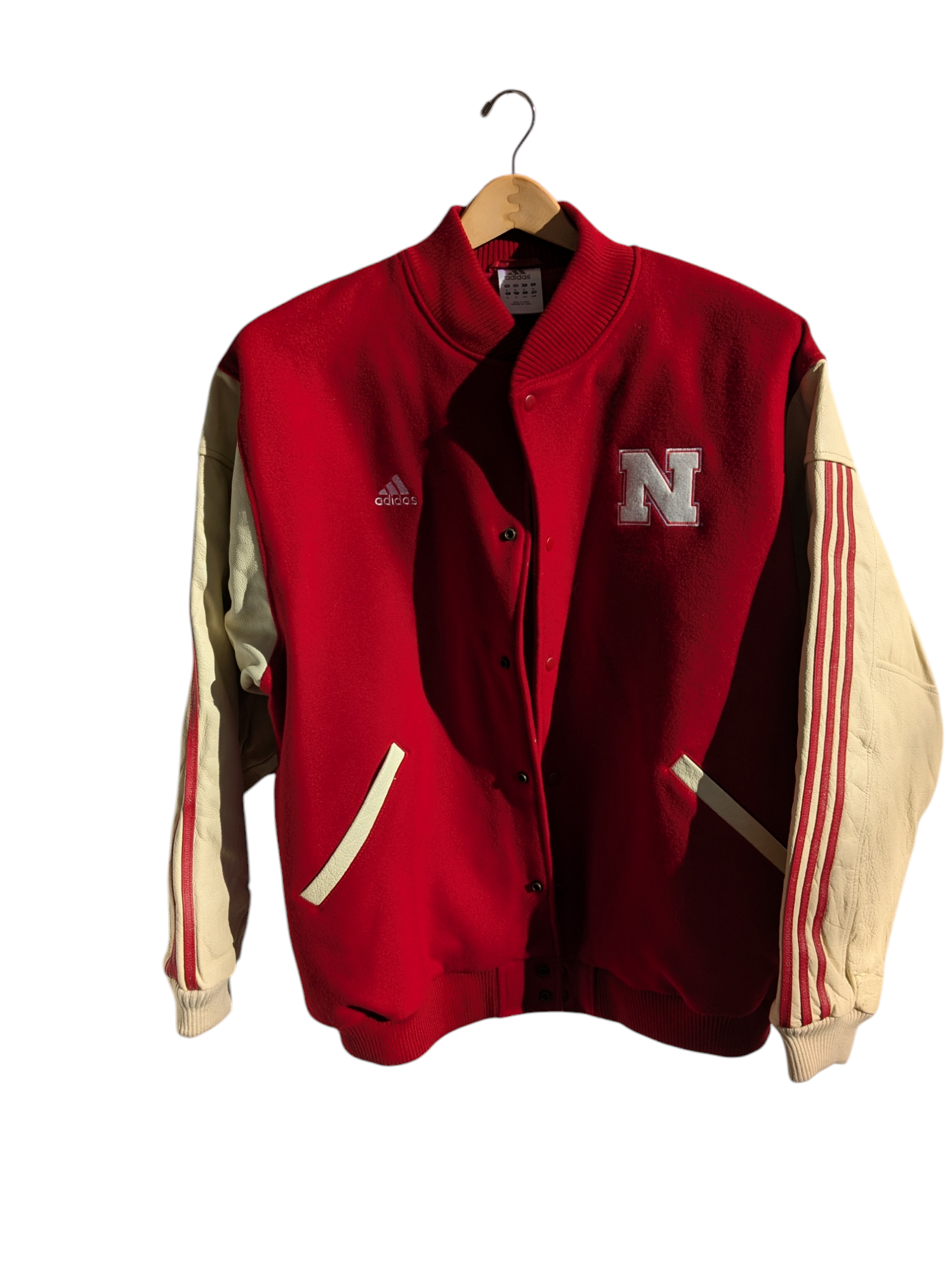 Addidas Vintage Red/Cream Nebraska Leatherman/Wool Jacket