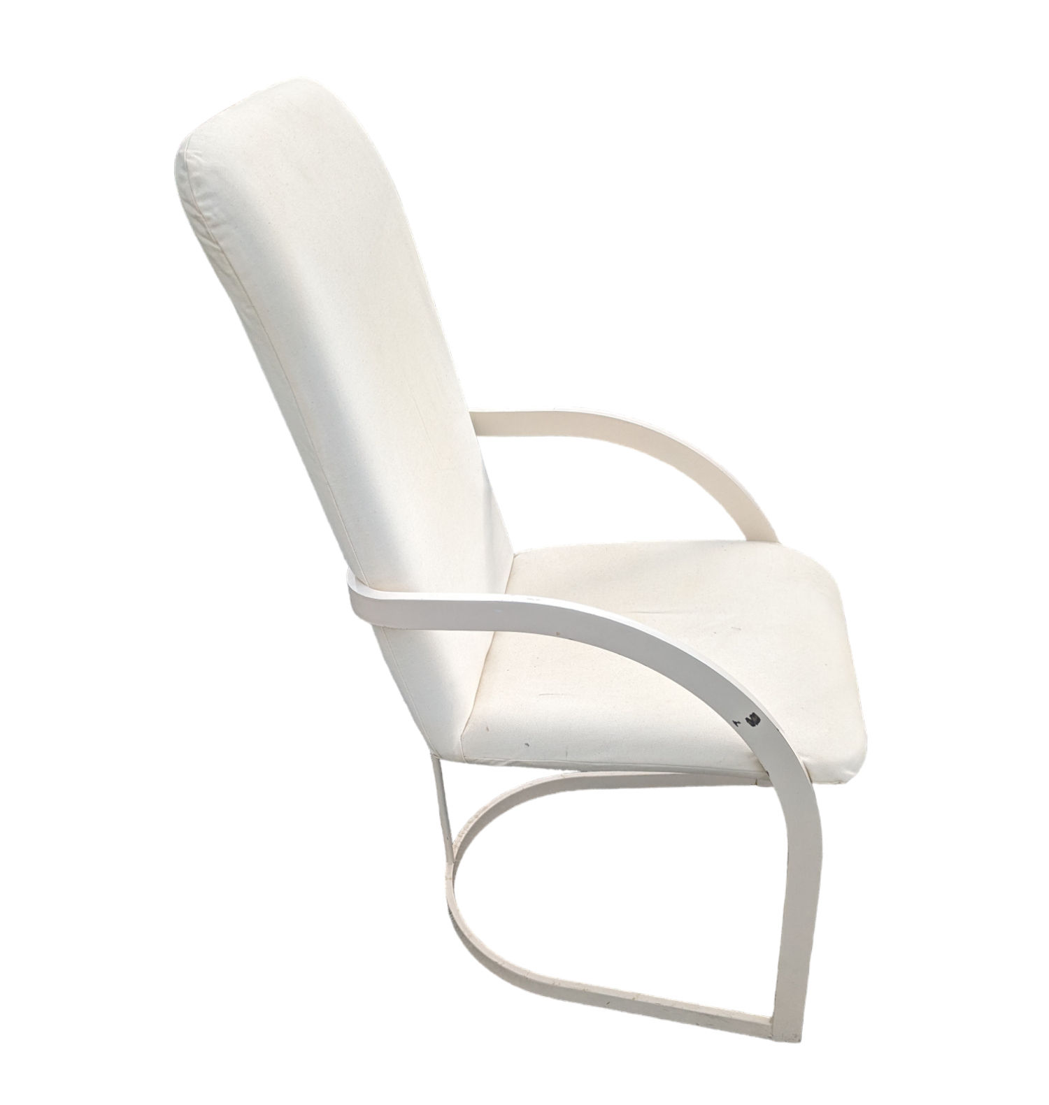1970s Design Institute of America / Milo Baughman Tall Back Metal White Chair