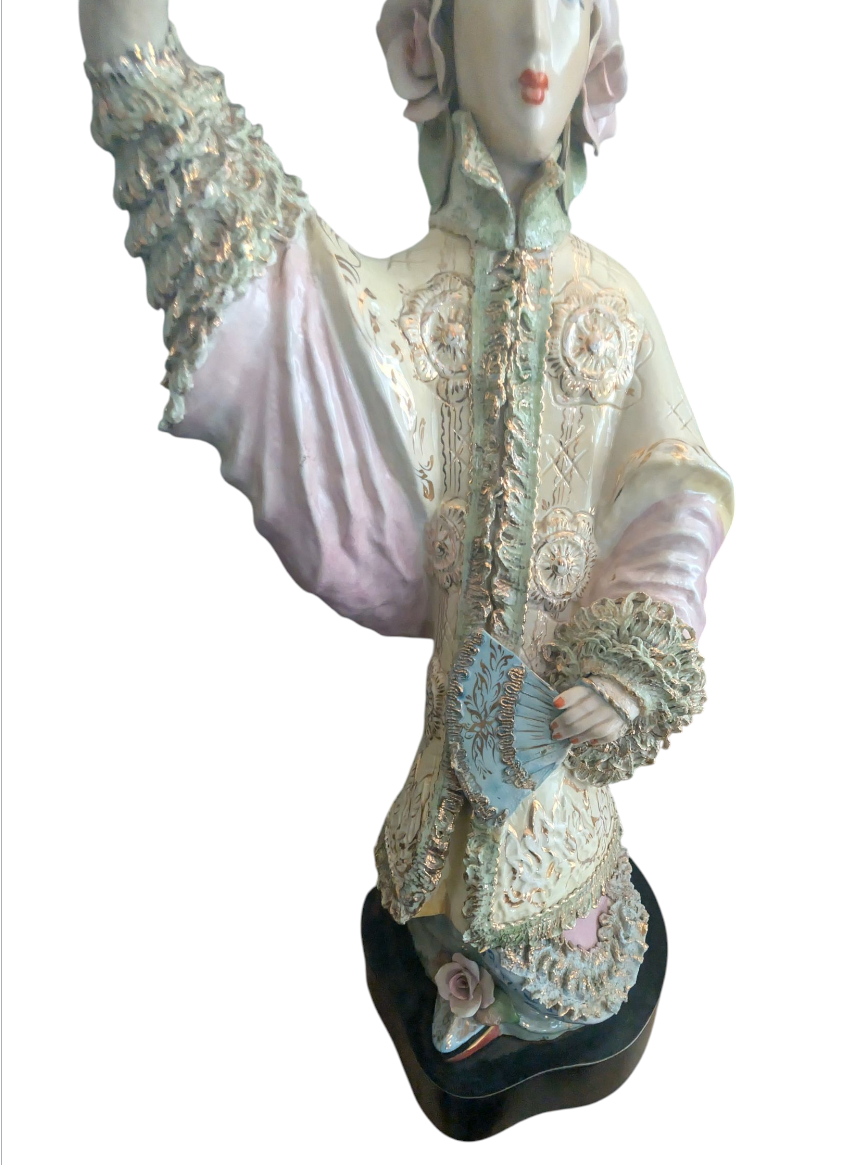 Thumbnail: Chinoiserie Cordey Porcelain Emperor & Empress Hand-Painted Lamps