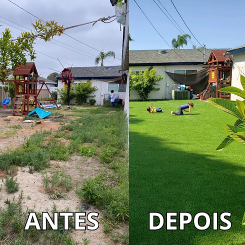 Antes O quintal está sem vida, com solo seco e desorganizado. Não há vegetação, apenas ter