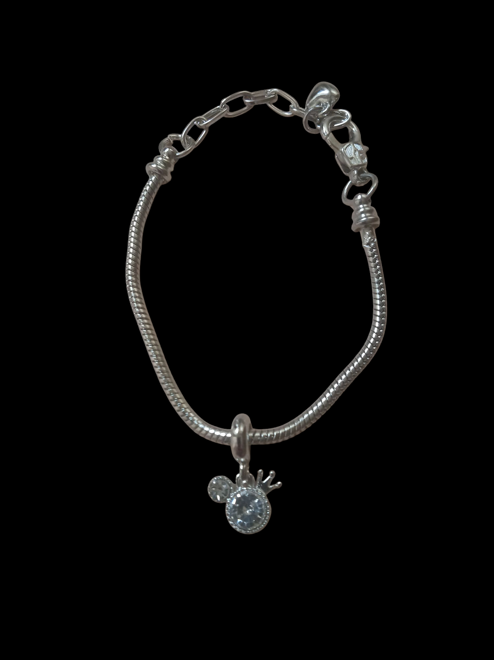 Mouse with a Crown silver charm bracelet