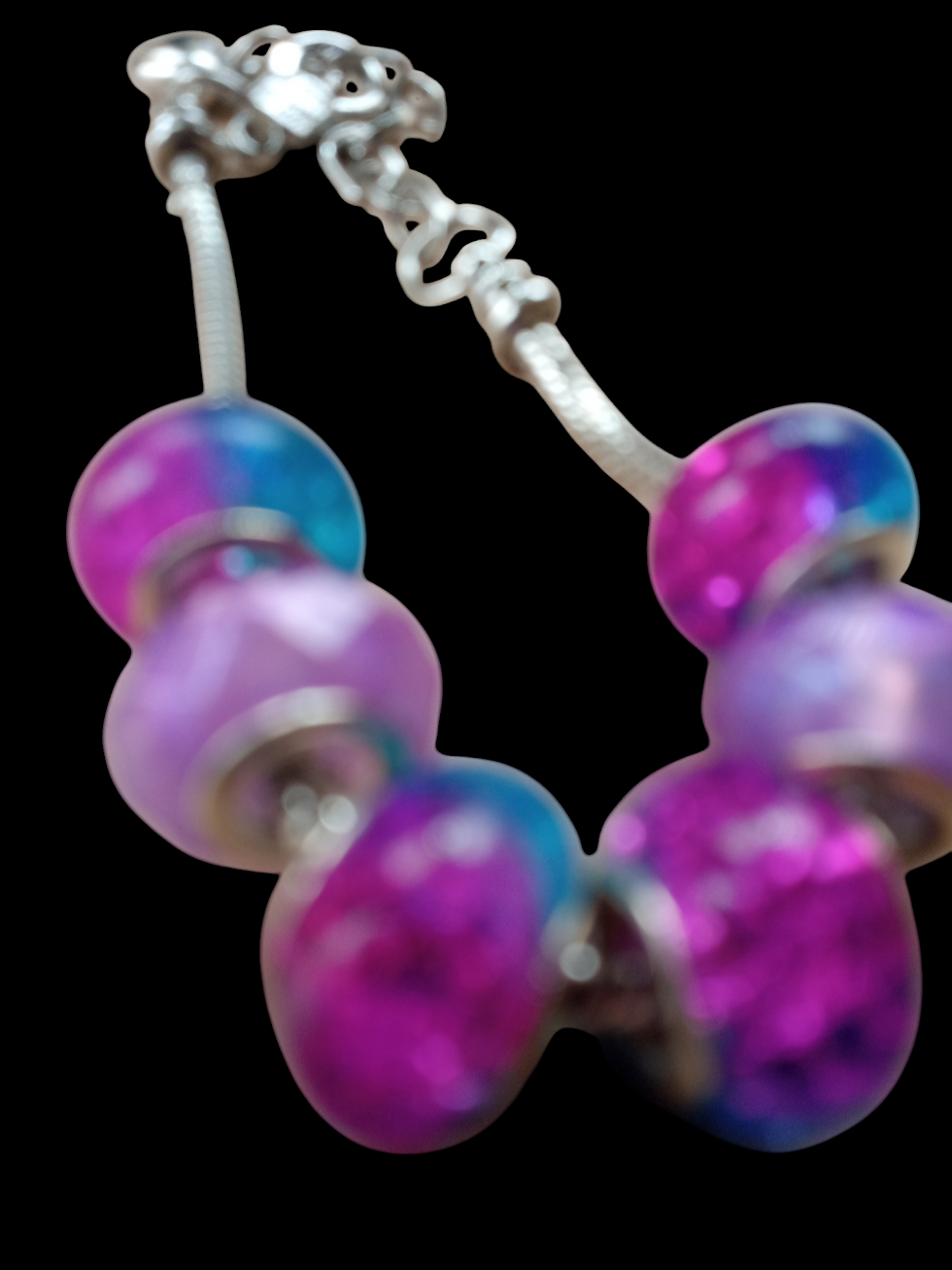 Pink an Blue Glass Bead Bracelet Petite