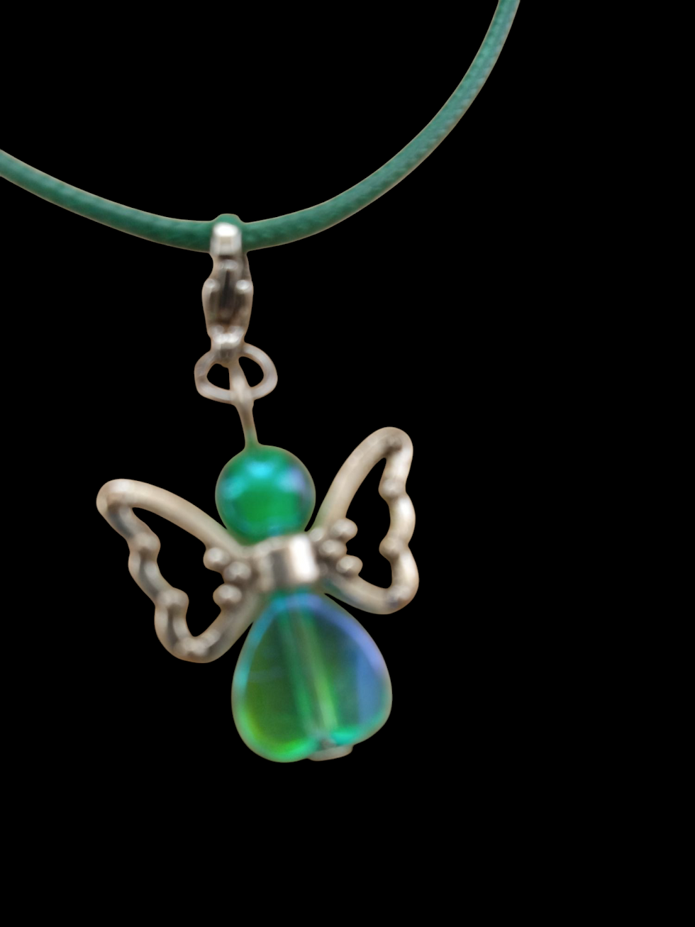 Thumbnail: Hunter Green Faux Leather Gaurdian Angel Bracelet