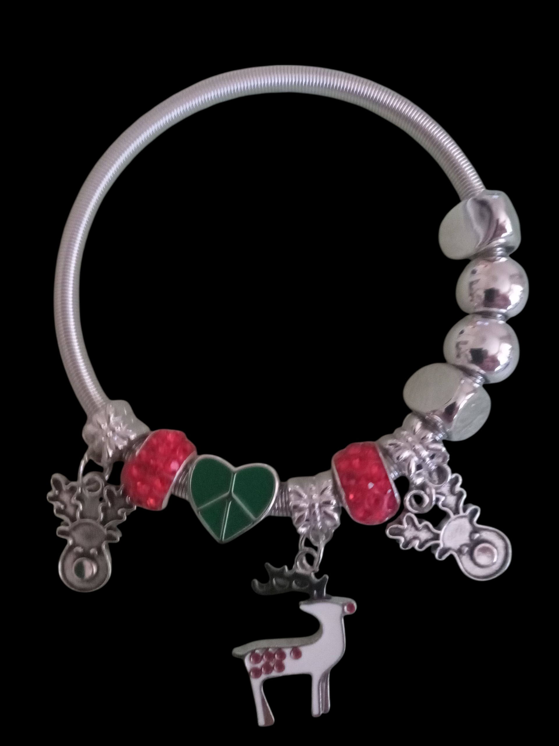 Holiday Gift Season/ Or Christmas Stretch Bracelet with Riendeer accents 