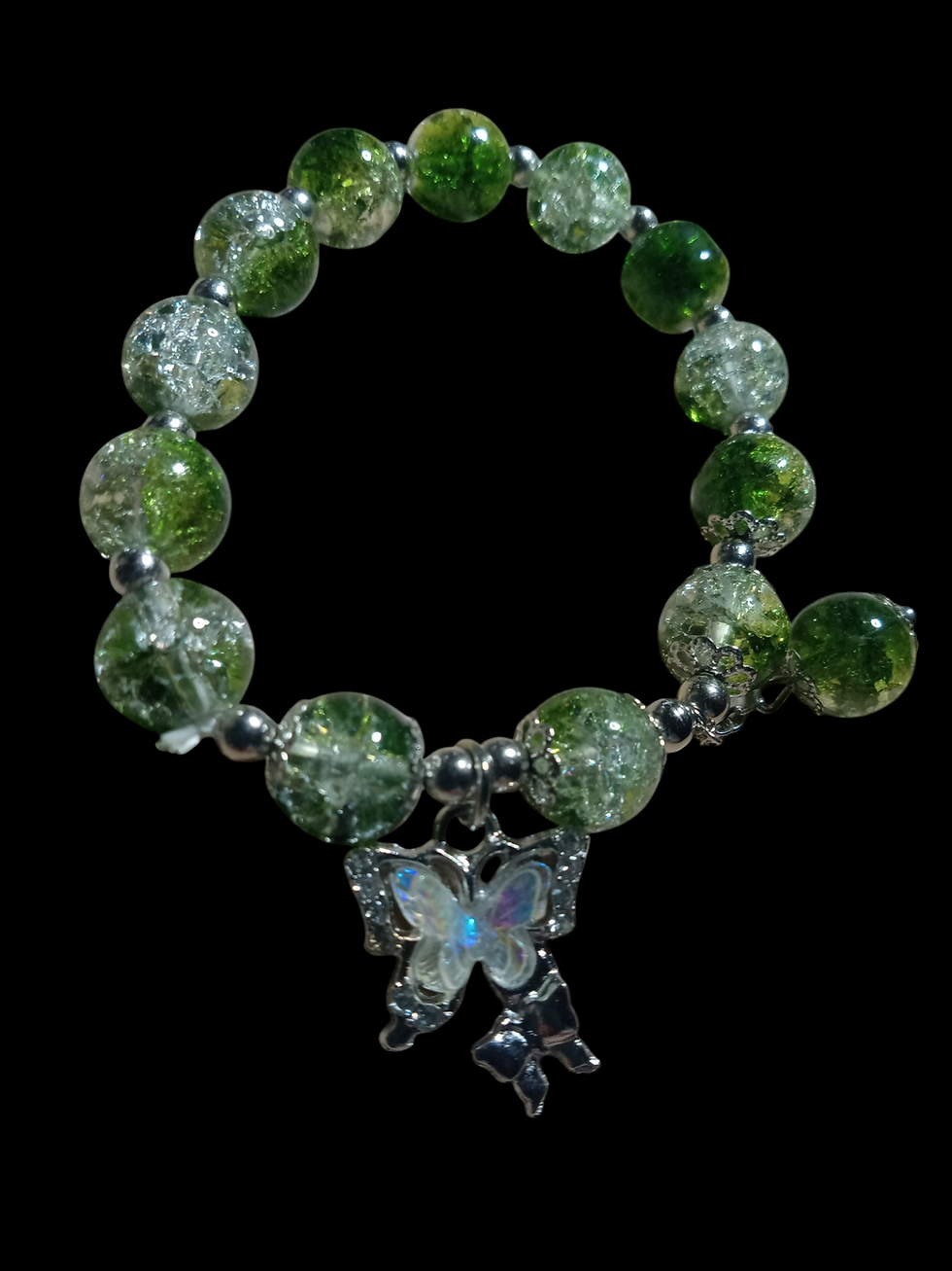Polished Quartz Earth Green glass beads Earth Bracelet