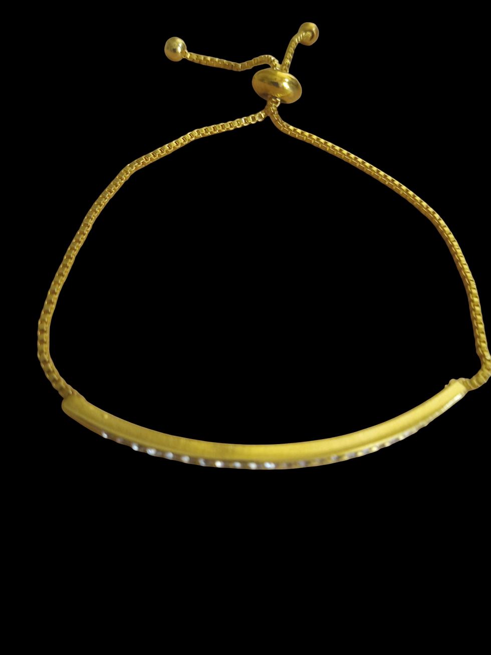 Slender Petite Goldtone Bracelet with gemstone front
