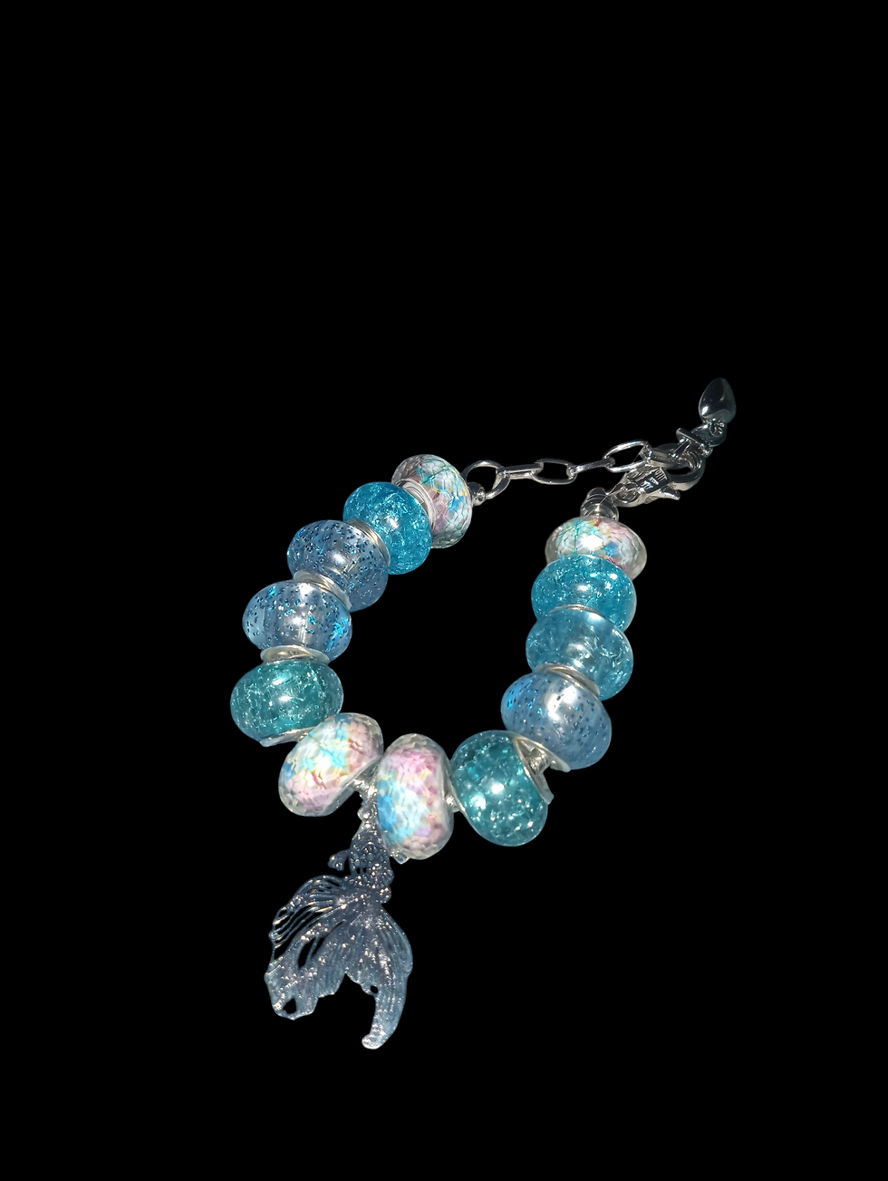 Thumbnail: Baby Blue Betta with silver charms 