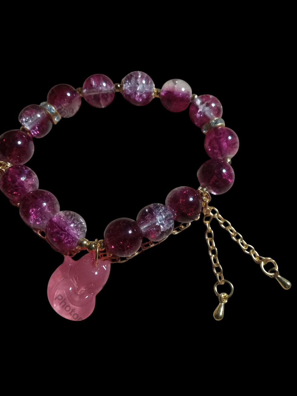 Thumbnail: Lucky Fox Earth Bracelet Polished Glass with Quartz Bracelet