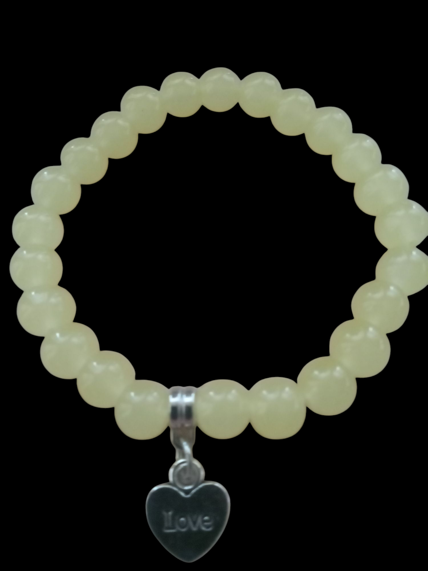 Frosted Yellow with Love heart Charm Fashion Bracelet 