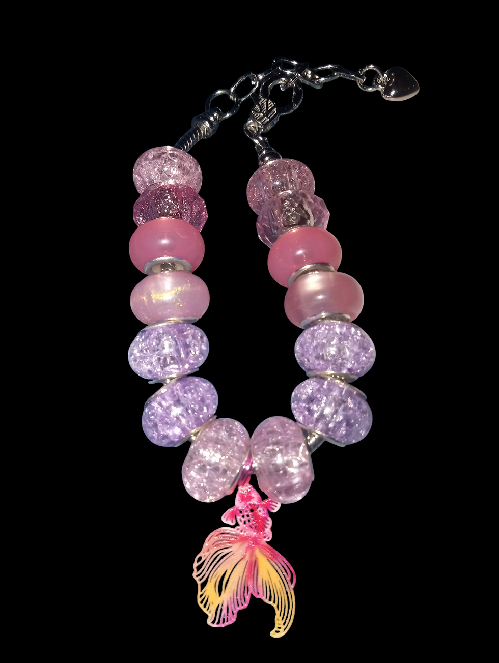 Thumbnail: Multicolored soft pink Rose with Betta Charm Bracelet 