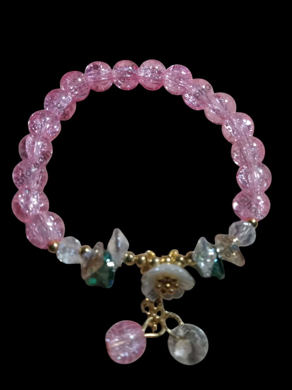 Pink Earth Bracelet w flower