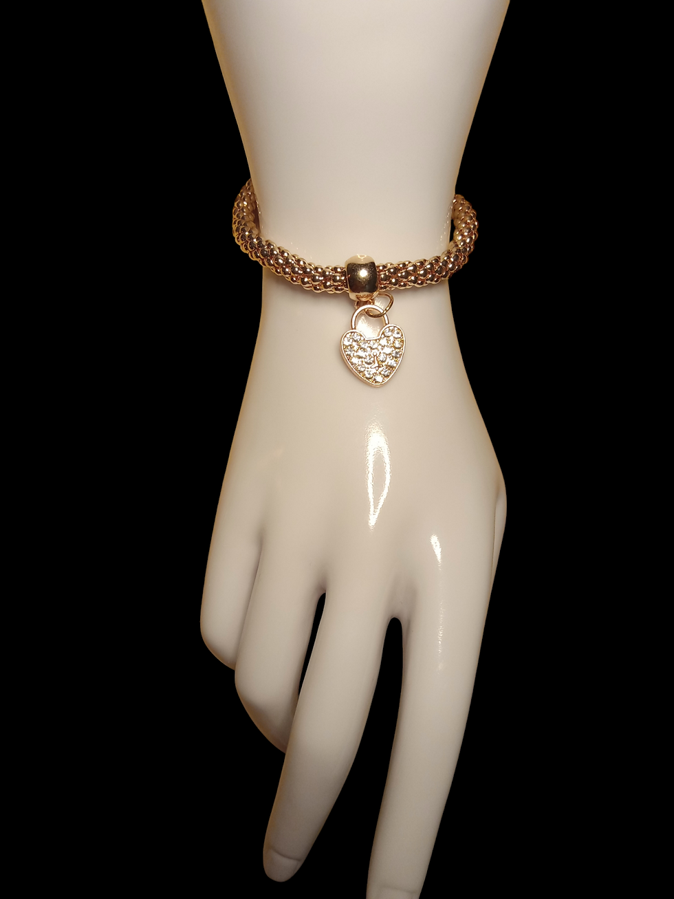 Thumbnail: Silver Gold and Bronze Bracelet with Diamond Stud Heart